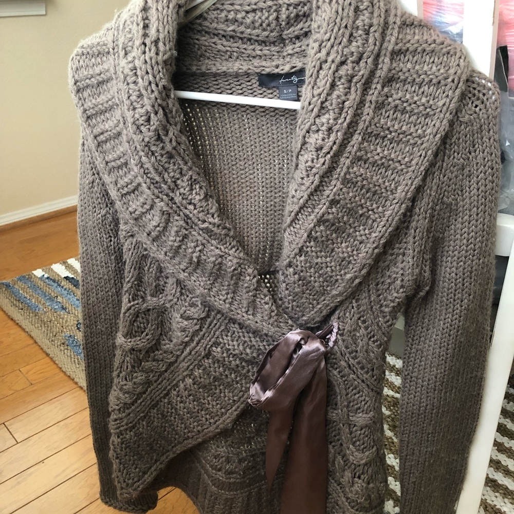 Knitted wrap tie cardigan